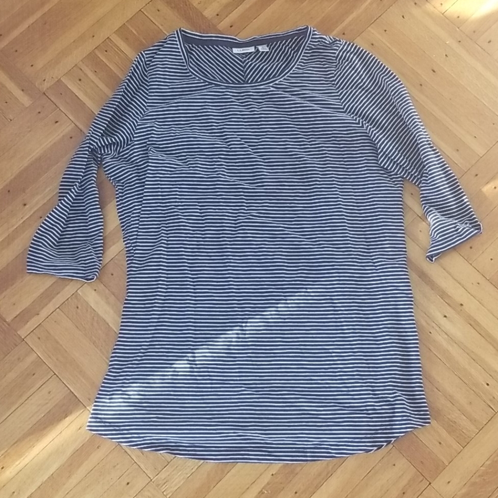 Navy and white striped L. L.Bean tunic. Size M